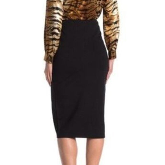 NEW Sanctuary Midi Pencil Skirt Black Tan Button Small - Picture 2 of 6